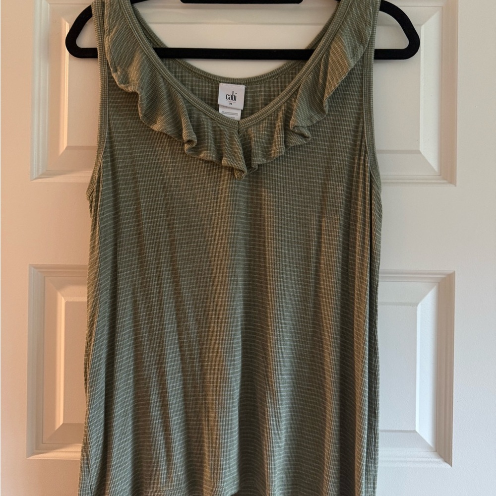 CAbi Sage Green Ruffle Tank Top